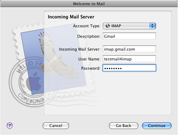 gmail server address for mac
